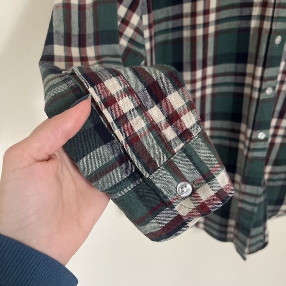 LL BEAN Vintage Made In USA Women’s 100% Cotton Mariner Flannel, Green- Medium - Picture 6 of 8